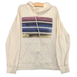 American Eagle Outfitters Athletic Fit Pullover Hoodie Sweatshirt Cream Size L
